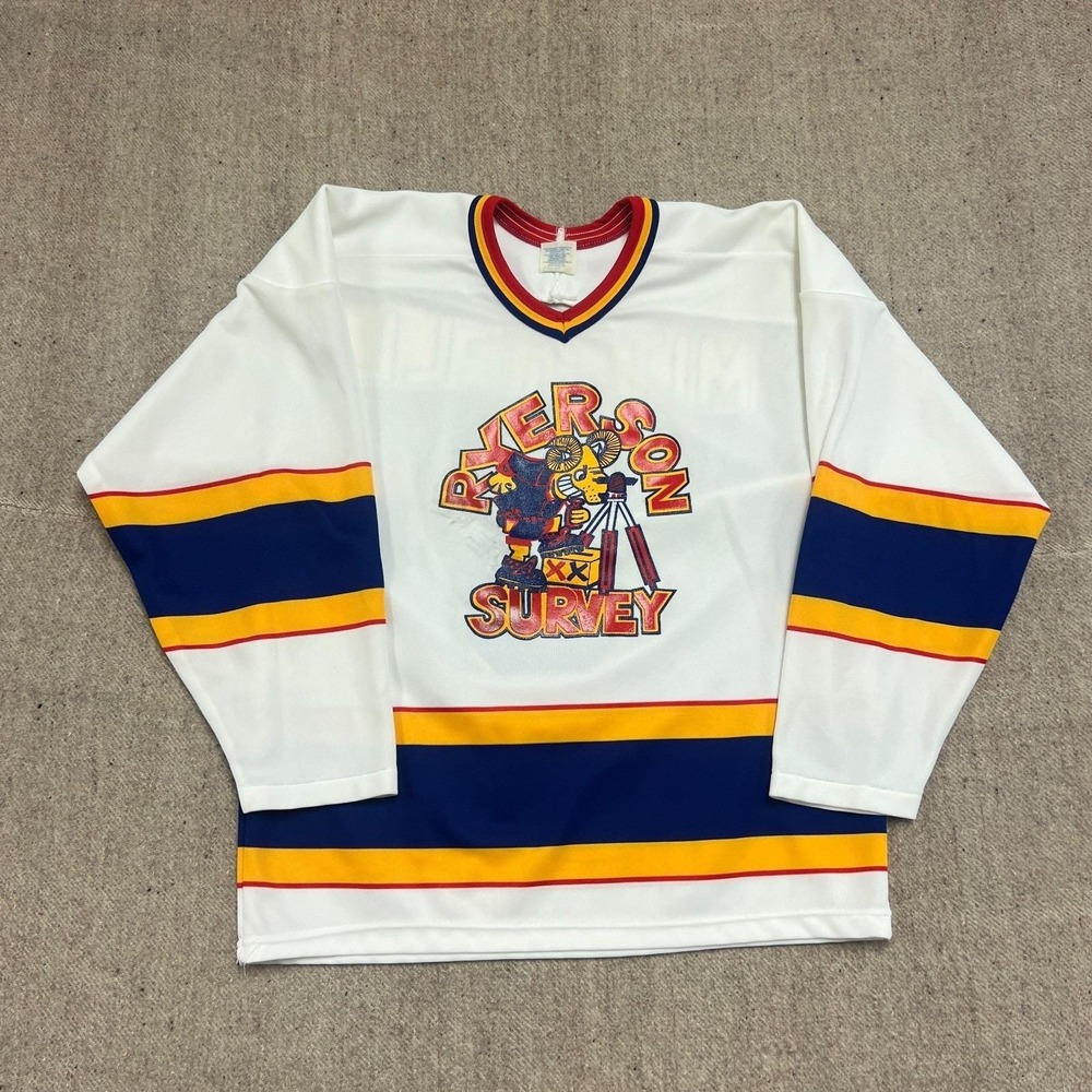 Vintage Ryerson Survey Hockey Jersey Mens Medium White 1990s Canada Toronto